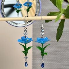 Handmade Dangling Earrings With Charming Blue Poppy From - Etsy Ukraine Unique Handmade Blue Flower Earrings, Whimsical Handmade Blue Flower Earrings, Whimsical Blue Flower Earrings, Blue Whimsical Dangle Flower Earrings, Nature-inspired Blue Dangle Earrings, Blue Poppy, Buy Earrings, Christmas Mom, Dangling Earrings