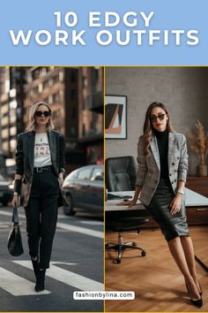 Discover the perfect blend of bold and professional with these 10 edgy work outfits. Each look combines classic pieces with modern, edgy touches, helping you stand out in any professional setting. Street Wear Work Outfit, Trendy Business Professional Outfits, Fall Festival Outfit, Edgy Work Outfits, Coffee Date Outfits, Summer Brunch Outfit, Business Professional Outfits, Curvy Shorts, Street Style Edgy