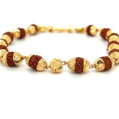 22K Gold Laser Cut Rudraksha Bracelet Luxury 22k Gold Temple Jewelry Bracelets, Braclets Gold, Rudraksha Jewelry, Gold Laser Cut, Rudraksha Bracelet, Kundan Jewellery Set, Rudraksha Beads, Lotus Pendant, Cz Pendant