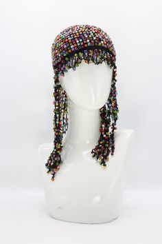 HAND CROCHETED WOODEN BEADS HAT WITH TASSELS - Jianhui London Hat With Tassels, Hats And Scarves, Beaded Hat, Pearl Collection, Recycled Rubber, Recycled Leather, Coin Collecting, Hand Crochet, Slow Fashion