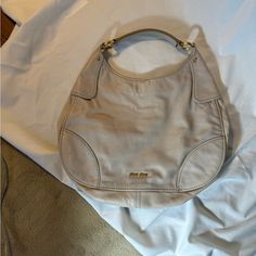 Great Bag In Very Good Condition. No Wear On Leather But A Few Spots On Leather Are Highlighted In Photos. I Did Not Try To Clean Them. Miu Miu Soft Leather Shoulder Bag For Everyday, Miu Miu Bag With Adjustable Strap For Everyday Use, Miu Miu Bags With Adjustable Strap For Everyday Use, Miu Miu Leather Bags With Adjustable Strap, Miu Miu Leather Shoulder Bag, Miu Miu Satchel With Adjustable Strap, Miu Miu Leather Shoulder Bag For Shopping, Miu Miu Shoulder Bag With Adjustable Strap, Miu Miu Everyday Satchel Shoulder Bag