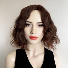 Introducing our dark brown human hair wig, designed for women seeking a natural and stylish look. This middle part short bob wig features luscious curls made from real human hair, the realistic top skin and parting hairline ensuring a realistic and luxurious feel. The dark brown shade complements various skin tones. With it's glueless design, this wig offers convenience and comfort. Whether you're looking to enhance your everyday style or seeking a chemo wig, our natural-looking and high-quality Brown Human Hair Wig, Curly Short Bob, Chemo Wig, Wig Middle Part, No Bangs, Curly Short, Real Hair Wigs, Short Curly Bob, High Quality Wigs