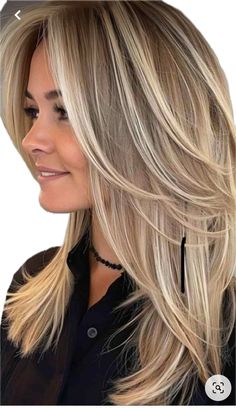 Different Hair Highlights Colour, Hair 50 Year Old Women Medium, Long Hair With Long Bangs And Layers, Back Of Layered Hair, Simple Hair Cuts Long Hair, Long Layered Hair With Highlights, Layered Haircuts For Medium Hair 2024, Hair Color Trends 2024 Summer, Medium Blonde Hair With Bangs