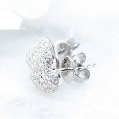 Heart Pave Earrings Moissanite White Gold Pave Pillow Puff Dome, Custom, Wedding, Anniversary Gift, Ready to Ship. Makes the perfect Anniversary gift, Wedding gift, Mothers Day gift, Birthday gift, Holiday gift or just to say I Love You gift!! ~Ring Details~ Metal-10k White Gold Size-8mm x 7.75mm ~Gems~ Type-Moissanite Weight-.55ct (approx) Color-DEF Clarity-VS Cut (shape)-Round Includes *********** ♦Your Design Created Just to your Specifications, Exactly as ordered ♦Gift Box Customization **** Dazzling Bridal Earrings In White Gold With Pave Setting, White Cluster Bridal Earrings For Anniversary, Heart Cut Diamond Earrings With Halo Design, Dazzling Diamond Earrings For Wedding With Pave Setting, Diamond Cut Cluster Earrings For Wedding, Cluster Diamond Earrings With Halo Design For Wedding, Wedding Cluster Diamond Earrings With Halo Design, Anniversary Cluster Earrings With Pave Setting In Cubic Zirconia, Sterling Silver Round Heart Earrings For Wedding