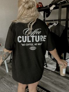 Coffee Culture Tee – We The Babes Grunge Style Relaxed Fit Short Sleeve T-shirt, Trendy Oversized T-shirt With Letter Print, Comfortable Graphic Print T-shirt, Trendy Relaxed Fit T-shirt For Loungewear, Oversized Soft-washed Black T-shirt, Relaxed Fit Short Sleeve Grunge T-shirt, Comfortable Graphic Print T-shirt For Streetwear, Comfortable Crew Neck T-shirt With Screen Print, Short Sleeve T-shirt With Letter Print For Loungewear