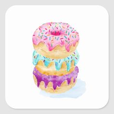 two donuts with sprinkles are stacked on top of each other art print