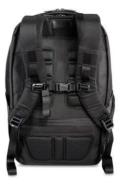 For the terminal or the gym, this backpack fits right into an overhead compartment and has smart organization for your busy life. A padded mesh back panel promotes breathable comfort, and a SpeedThru pocket lets you access the interior of the bag more easily at security checkpoints. Style Name:Briggs & Riley Zdx Cargo Backpack. Style Number: 6118731. Available in stores. Briggs And Riley Backpack, Multifunctional Black Gym Backpack, On-the-go Backpack With Gunmetal Hardware, Functional Black Backpack With Anti-theft Pocket, Smart Organization, Black Backpack With Anti-theft Pocket For Outdoor, Backpack Straps, Black Backpack, Zip Pockets