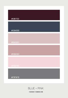 the color scheme for blue and pink is shown in shades of grey, red, purple,