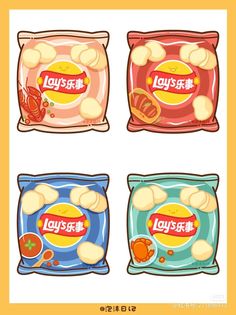 four bags of food are shown in three different colors and sizes, with the words lotus on