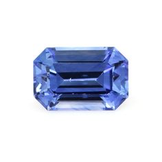 an unhealthy blue sapphire stone on a white background