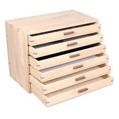 three drawers are stacked on top of each other, with one drawer open and the other closed