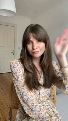 Easy Fringe Hairstyles, Curtain Bangs Nose Length, Fringe And Long Hair, Thick Bangs Hairstyle, How To Blend Bangs Into Hair, How To Do Bangs At Home, Bangs And Beanie, Brunette Curtain Bangs Medium Hair, Midi Haircut With Bangs