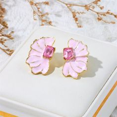 Beautiful Fan Shape Flower Petal Earrings In Pink Enamel With A Pink Crystal Accent. Measures Appr. 1.25" Long. Lightweight, Pierced. Boutique Packaging Includes Storage Bag New To Poshmark? Use Code Emmiesbling For $10 Off Your Purchase When You Open A New Account. Check Out My Other Listings If You Like Boho Hippie 60’s 70’s 80’s 90’s Y2k Retro Mcm Pin-Up Beach Western Pool Coachella Festival Southwestern Bohemian Vintage Ig Instagram Tik Tok Gypsy Spell Vici Nasty Gal, Misguided, House Of Cb, Pink Petal Earrings For Party, Pink Flower Shaped Earrings For Summer, Pink Petal-shaped Earrings For Spring, Elegant Pink Petal-shaped Flower Earrings, Feminine Pink Earrings For Spring, Pink Flower Shaped Jewelry For Spring, Pink Petal-shaped Jewelry For Spring, Petal-shaped Pink Jewelry For Party, Pink Flower-shaped Jewelry For Spring