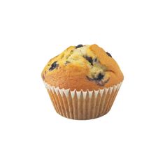 a blueberry muffin on a white background