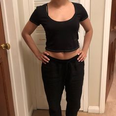 Black Crop T W/ White Stitching Lining The Shirt Size: Small Never Worn Plain Black, Black Crop, Forever 21 Tops, Crop Tshirt, Forever 21, Colorful Shirts, Crop Tops, Womens Tops, Black And White