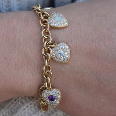 ADORE BRACELET - SINGLE STONE Rare Diamonds, Romantic Messages, Gold Link Chain, Link Chain Bracelet, Gold Link, Single Stone, Antique Diamond, Tiffany Heart, Opal Jewelry