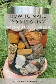 How to Make Rocks Shiny • Little Pine Learners Small Stone Crafts Diy, River Rock Crafts Ideas, How To Drill Holes In Rocks, Diy Jewelry With Stones, Diy Rock Jewelry, Rock Organization, Heart Rocks Display Ideas, Rock Collection Display Ideas, Rock Jewelry Diy