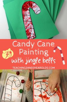 candy cane painting with ginger bees is an easy and fun art project for kids to make