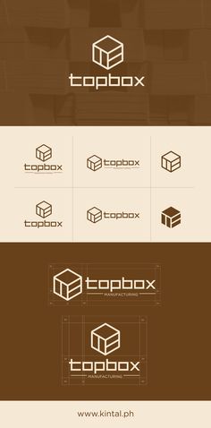 the logos for several different brands are shown in this graphic design style, including boxes and letters