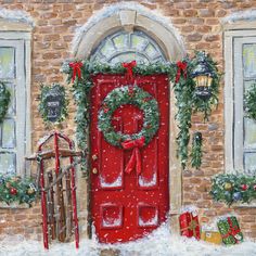 Red Christmas Door - HSD Photography Backdrops Red Christmas Door, Christmas Photography Props, Door Photography, Photo Backdrop Christmas, Christmas Photo Props, Christmas Photography Backdrops, Christmas Memories, Navidad Diy, Christmas Backdrops