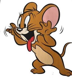 a cartoon mouse with its mouth open and it's tongue out