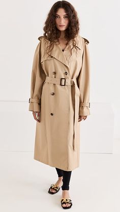 WARDROBE.NYC Trench Coat | SHOPBOP Elegant Cotton Outerwear With Belted Cuffs, Classic Belted Outerwear For Daywear, Classic Outerwear With Belted Cuffs For Daywear, Timeless Belted Long Sleeve Outerwear, Timeless Long Sleeve Outerwear With Belted Cuffs, Wardrobe Nyc, Slovakia, Color Khaki, Double Breasted