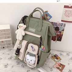 Preppy Candy Colors Backpack susan Trendy Green School Bag, Trendy Green Bag For School, Casual Green Shoulder Bag For Students, Green Shoulder Bag For Students Back To School, Green Casual Bag For Students, Casual Green Bag For Students, Green Large Capacity Student Bag, Green Large Capacity Bag For Students, Green Satchel Backpack Casual