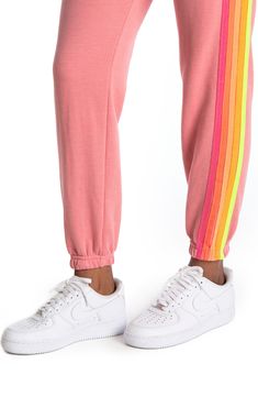 Super comfortable and hand sewn in Los Angeles, these sweats have gone through an intense breaking-down process to give it a vintage feel you'll love. Style Name:Aviator Nation Stripe Sweatpants. Style Number: 5402256. Spring Cotton Joggers With Comfort Waistband, Pink Bottoms With Relaxed Fit And Straight Hem, Athleisure Bottoms With Elastic Cuffs And Straight Hem, Sporty Relaxed Fit Bottoms With Elastic Cuffs, Sporty Bottoms With Elastic Cuffs And Straight Hem, Spring Cotton Joggers For Athleisure, Relaxed Fit Pants With Ribbed Cuffs, Comfy Sweatpants With Comfort Waistband For Spring, Comfy Joggers With Comfort Waistband For Spring