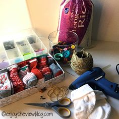 the sewing supplies are neatly organized and ready to be sewn