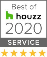 the best of houzz 2020 service award is shown in grey and yellow stars