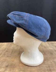 Vintage 1970s Denim Newsboy Hat Cap Large Union Label Jean Hat, Newsboy Hat, News Boy Hat, Newsboy Cap, Hat Cap, Vintage Jeans, Vintage 1970s, Caps Hats, Accessories Hats