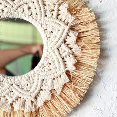 a mirror that has some straw on it