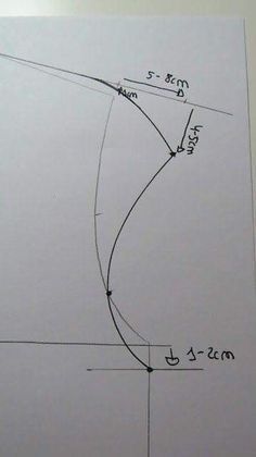 a drawing of a curve on paper with numbers and lines drawn to it in the center