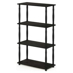 three tiered shelving unit in black