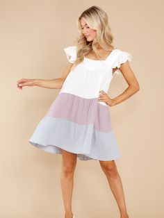 📦FREE Shipping on orders over $80 This adorable dress featuring ruffled sleeves design, and a figure-flattering contrast color. Perfect for your next vacation. Style: Casual Occasion: Daily, Vacation Material: Polyester Silhouette: A-Line Dresses Length: Mini Collar-line: Square Collar Sleeve Type: Ruffled Sleeve Sleeves Length: Short Sleeves Decoration: Ruffled Pattern Type: Contrast Color Material Stretch: No Stretch Season: Spring, Summer Multicolor Summer Dress With Ruffle Sleeves, Multicolor Ruffle Sleeve Summer Dress, Multicolor Ruffle Sleeve Dress For Vacation, Summer Ruffle Dress With Flutter Sleeves For Vacation, Short Sleeve Summer Ruffle Dress For Vacation, Summer Ruffle Dress With Short Sleeves For Vacation, Summer Ruffle Dress With Flutter Sleeve For Brunch, Chic Beach Mini Dress With Ruffle Sleeves, Flowy Ruffle Sleeve Dress For Vacation