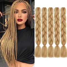 PRICES MAY VARY. ★【Hairstyle】24” Synthetic Solid Color Braiding Hair High Temperature Fiber Jumbo Braiding Hair One Tone Synthetic Dark Blonde Braiding Hair ★【Material】Soft Synthetic Fiber Braiding Hair, Beautiful Color Braiding Hair Suitable for Box Braids, Senegal Twist, Crochet Hair, African Twist Hair etc ★【Advantage】No Smell, Soft, Durable, No Shedding, Healthy, Light, Comfortable. Easy to Braids Different Braids with Colors ★【Length & Weight】24Inch, 100g/Piece, Usually 5-8 Pcs Braiding Hai Two Goddess Braids, Blonde Braiding Hair, Box Braids Tutorial, Color Braids, Braid Hair Extensions, 27 Honey Blonde, Hair Extension Lengths, Kanekalon Jumbo Braid, Braids Twist