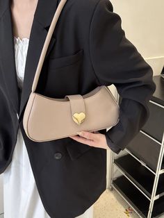 BirdinBag - Stylish Solid Color Heart Accent Womens Shoulder Bag Color Heart, Elegant Pattern, Stylish Shoulder Bag, Baguette Bag, Word Wrap, Colorful Heart, Bag Bag, Style Elegant, Color Khaki