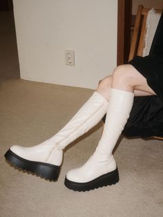 Composition : Artifical LeatherColor : WhiteCountry of Origin : China Boot Shoes Women, Over The Knee, Knee High Boots, Knee High, Shoe Boots, Composition, Spandex, China, Women Shoes