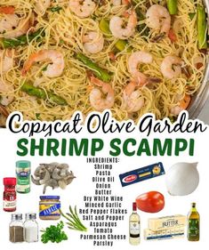 an image of shrimp scampp recipe with ingredients in the bottom right hand corner