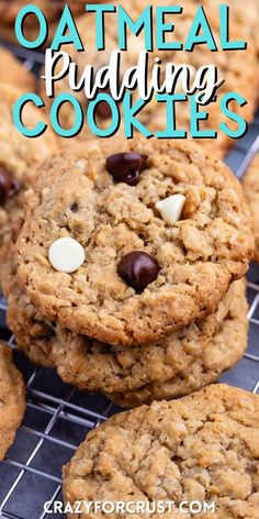 oatmeal puddinging cookies on a cooling rack