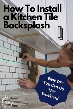 Easy Do It Yourself Kitchen Backsplash - The Daily DIY Backsplash Kitchen Installation, Kitchen Backsplash How To, Installing Backsplash Diy, How To Do A Tile Backsplash, Easy Install Backsplash, How To Lay Backsplash Tile, Tiling A Backsplash, Diy Tile Kitchen Backsplash, Install Backsplash Diy Kitchens