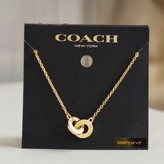 Nwt Coach Interlocking Open Circle Pendant Necklace 91441 Gold $88 Details Gold-Plated Brass Lobster Clasp Closure Adjustable 16" - 18" (L) Luxury Open Circle Necklace For Anniversary, Chic Coach Jewelry As Gift, Chic Coach Jewelry As A Gift, Elegant Coach Jewelry With Adjustable Chain, Coach Jewelry Necklace, Elegant Open Circle Charm Necklace, Gold Coach Necklace, Coach Necklace, Circle Stone Necklace