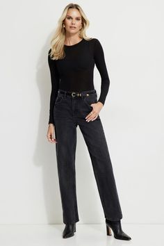 Let me introduce you to Mika, the mid-rise non-stretch jeans with a straight leg - Authentic denim you crave without the stiffness. Features - Belt loops - Zipper fly - 5-pocket styling Size & Fit - Mid-rise - Relaxed straight leg - Inseam length: 32" Materials & Care - 75% Cotton, 25% Organic Cotton - Wash cold, inside out, once every 8 wears - Imported Winter Jeans, Jeans Black, Jeans For Sale, Birthday Outfit, Stretch Jeans, Jeans Shop, Straight Jeans, How To Introduce Yourself, Straight Leg Jeans