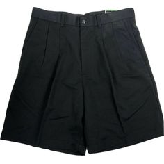 Perry Ellis Portfolio Easy Care Pleated Front Zip Men’s Black Dress Shorts Size 34 Waist Laying Flat Is 17 Inches Inseam Is 9 Inches Total Length Is 21 Inches Condition Is New With Tags Black Relaxed Fit Shorts With Short Inseam, Black Summer Pants With Welt Pockets, Black Workwear Shorts With Welt Pockets, Classic Black Relaxed Fit Bottoms, Black Relaxed Fit Classic Bottoms, Black Bermuda Cotton Shorts, Classic Short Pants In Solid Color, Classic Short Solid Pants, Classic Short Bottoms With Pockets