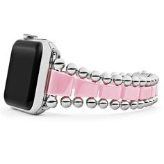 Created exclusively for your Apple Watch®, this watch bracelet is crafted from pink ceramic and stainless steel links. Elegant Pink Bracelet Strap Apple Watch Band, Elegant Pink Watch Accessories With Bracelet Strap, Pink Luxury Bracelet Strap Watch Bands, Luxury Pink Watch Band With Bracelet Strap, Modern Pink Bracelet Strap Watch Bands, Modern Pink Watch Bands With Bracelet Strap, Luxury Pink Watch Bands, Luxury Pink Adjustable Watch Bands, Luxury Adjustable Pink Watch Band