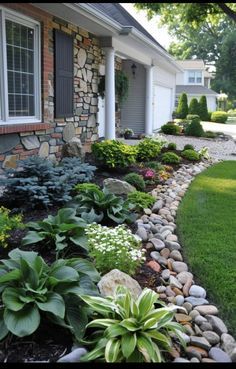 a house with landscaping in the front yard