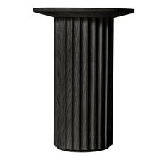 a black pedestal with an oval top and columns on the sides, made out of wood