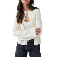 42049394966606|42049394999374|42049395032142|42049395064910 White Button Cardigan Outfit, One Button Cardigan Outfit, Button Cardigan Outfit, Oversized Cardigan Outfit, White Cardigan Outfit, Autumn Knitwear, Winter Closet, Cardigan White, Basic Sweaters