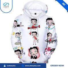 Betty Boop Hoodies - 3D Printed Sweatshirt x Alwaysky. Introducing our versatile and stylish Essential Cotton Shirt! Crafted with premium cotton for ultimate comfort and durability. Perfect for any occasion, from casual to formal. Elevate your wardrobe with this timeless classic. #betty boop #Shirt #Alwaysky Betty Boop Shirt, Betty Boop Classic, Cartoon Icons, Shirt Collection, Hoodie Girl, Casual Coat, Fall Shirts, Sweatshirt Designs, Hoodie Design