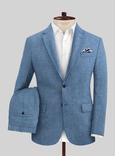 Add smartness to your look with our Solbiati Denim Light Blue Linen suit that will make you feel special at any occasion. Crafted from pure linen, this suit offers luxurious engineering for the man who is always on the move. Wear it with matching waistcoat, a crisp white shirt and brown oxford shoes to stand out from the crowd. 
 
 Look Includes  Solbiati Denim Light Blue Linen Fabric  Two Button Jacket Style  Notch Lapel  Real Horn Solid Buttons  Single Vent  Three Cuff Buttons  Two Welted Back Light Blue Linen Suit, Blue Linen Suit, Grey Wool Suit, Blue Linen Shirt, Brown Oxford Shoes, Brown Corduroy Jacket, Cashmere Jacket, Tweed Suits, Tuxedo Shirts